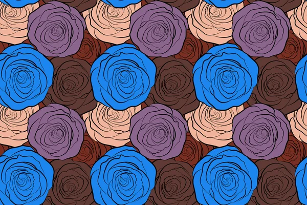 Rose Aquarell Blume Illustration Nahtloses Muster Stilisierter Rosen — Stockfoto
