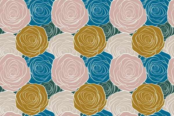 Seamless Tropical Flower Rose Seamless Pattern Background Retro Botanical Style — Stock Photo, Image