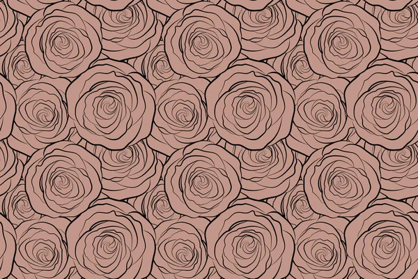 Vzácná Monochromatická Kresba Větve Béžových Růží Otevřít Květiny Poupata Hladký — Stock fotografie