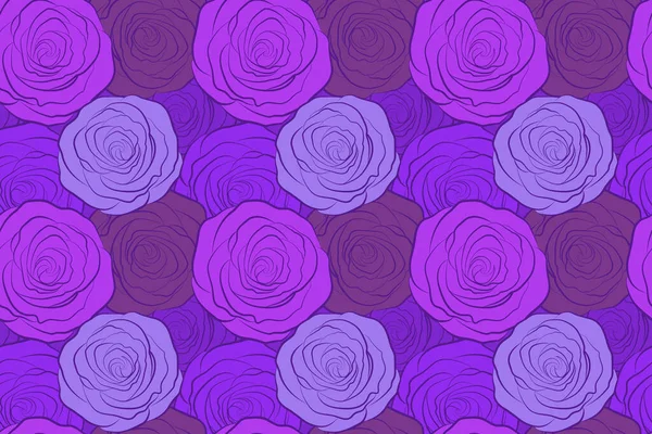 Modello Senza Cuciture Con Rose Viola Stilizzate Vintage Sfondo Floreale — Foto Stock