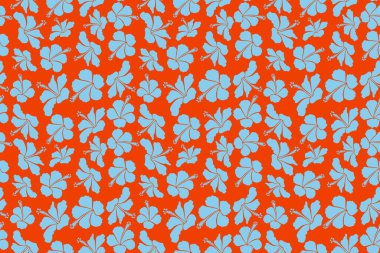 Turuncu ve mavi pürüzsüz desen. Birçok turuncu ve mavi amber çiçekli tropikal desenler..