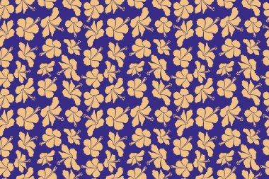 Basit amber çiçeklerinin mavi ve bej süslemesi, tasarım ve tekstil için soyut, dikişsiz desen.