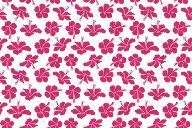 Beyaz arka planda mor ve bej renkli Hibiscus. Suluboya tarzında tropikal çiçeklerle kusursuz desen.