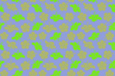 Mavi ve yeşil renklerde suluboya efektli tropikal amber çiçekleri.