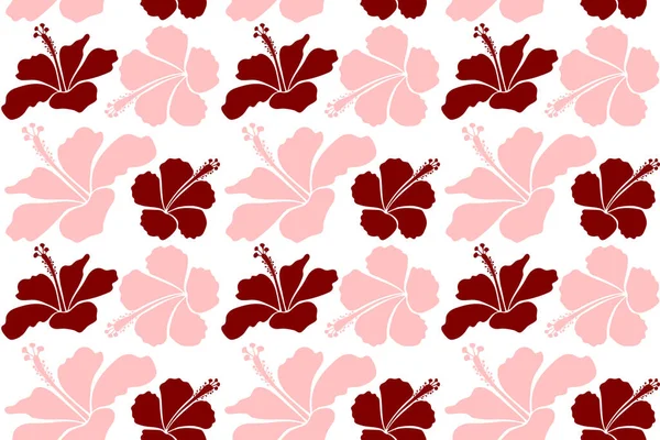 アロハハワイアンシャツシームレスハイビスカスのパターンニュートラルと赤の白の背景 — ストック写真