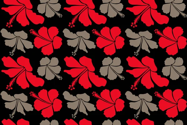 Ilustración Colores Rojo Beige Sobre Fondo Negro Flor Tropical Sin — Foto de Stock