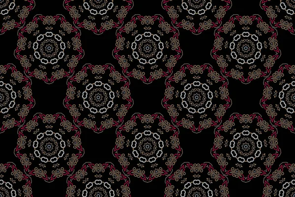Traditional gothic damask background. Neutral, magenta and beige seamless background flower ornament pattern. Abstract arabesque background for greeting card, presentation or wedding invitations.