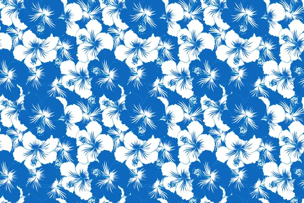 Πολύχρωμο Μοτίβο Λουλουδιών Χειροποίητη Λουλουδένια Υφή Μπλε Και Λευκά Διακοσμητικά — Φωτογραφία Αρχείου