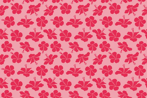 粉红芙蓉花的图解 粉红花朵无缝图案 — 图库照片
