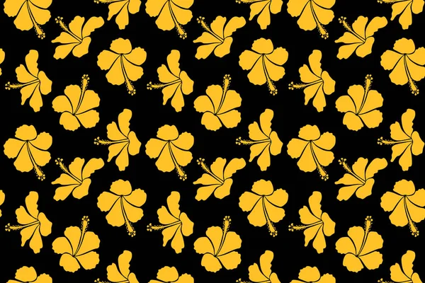 Bezešvé Vzor Tropickými Květinami Akvarelu Stylu Hibišek Žlutých Barvách Černém — Stock fotografie