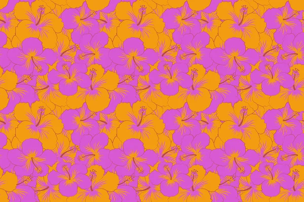 Seamless pattern of Hawaiian Aloha Shirt seamless design in violet and yellow colors.