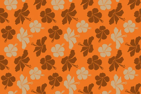 Fleurs Hibiscus Beige Orange Marron Motif Sans Couture — Photo