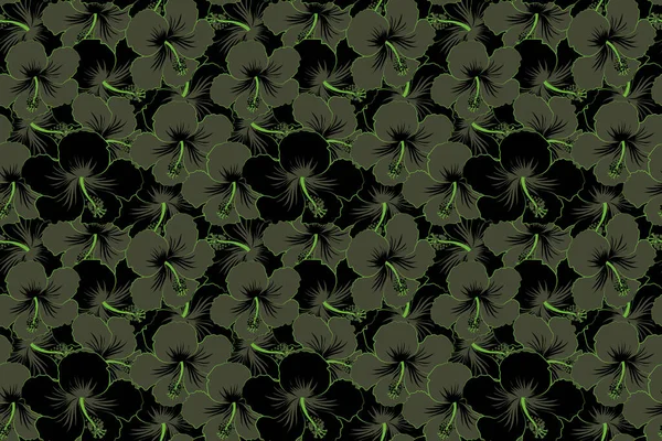 Patrón Floral Universal Creativo Colores Negro Verde Textura Estilo Tropical — Foto de Stock