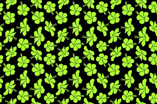 꽃무늬가 배경에 녹색을 히비스커스 — 스톡 사진