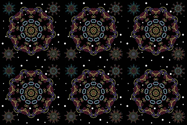Abstrakta Snöflingor Inställda Snöflingor Med Akvarelleffekt Textiltryck För Sänglinne Jacka — Stockfoto