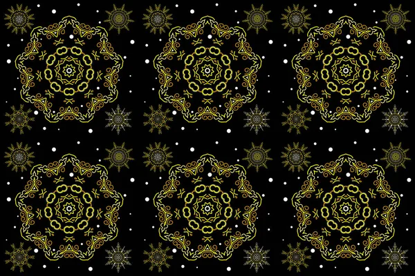 Isolated Watercolor Snowflakes Set Black Background Symbol Winter Beautiful Decoration — Stock Photo, Image