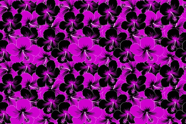 Creatief Universeel Bloemenpatroon Zwart Magenta Kleuren Handgetekende Tropische Stijl Textuur — Stockfoto