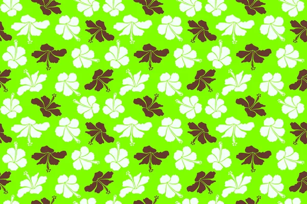Elegancki Dekoracyjnymi Brązowymi Neutralnymi Zielonymi Kwiatami Hibiskusa Wzór Kwiatowy Zaproszenia — Zdjęcie stockowe