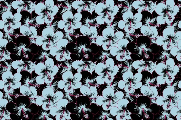 Motif Floral Sans Couture Tendance Illustration Avec Nombreuses Fleurs Hibiscus — Photo