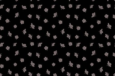 Siyah arka planda hibiscus deseni. Bej renkli kusursuz tropikal çiçekler..