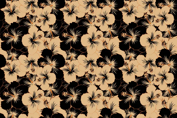 Motif Floral Sans Couture Modèle Sans Couture Avec Hibiscus Beige — Photo