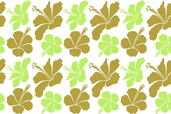 Tropical Floral Seamless Pattern Hibiscus Flowers Green Yellow Colors Floral — Stock Photo, Image