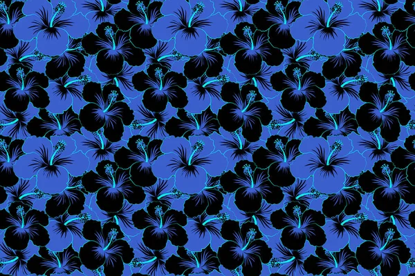 Motif Floral Coloré Texture Florale Dessinée Main Fleurs Décoratives Noires — Photo