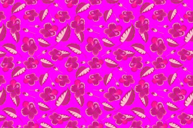 Arka plan dokusu, duvar kağıdı, çiçek teması. Kabile sanatının boho baskısı, klasik pembe, morumsu ve mor çiçekli arka plan. Soyut etnik, pürüzsüz desen.