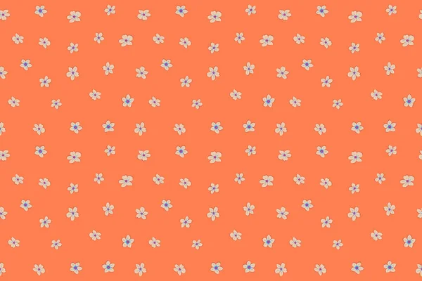 Simple cute seamless pattern in small-scale flowers. Little flowers in beige, red and orange colors. Floral seamless background for manufacturing, wallpapers and scrapbooking.