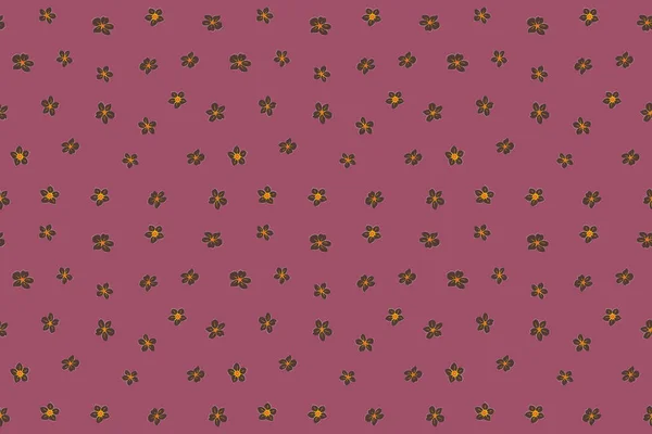 Nahtloses Muster Mit Kleinen Blüten Rosa Gelb Und Braun Abstrakte — Stockfoto
