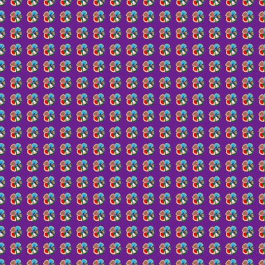 Vektör çizimi. Yeşil, pembe ve mavi renklerde kusursuz çiçek deseni.