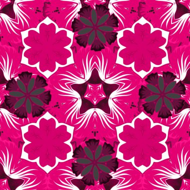 Çiçeksiz, pembe, mor ve morumsu desenler. Vektör illüstrasyonu.