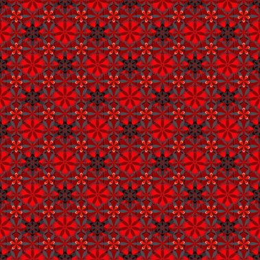 Vektör çiçek minyatür deseni gri, kırmızı ve siyah renklerde. Şekil verilmiş el çizilmiş küçük çiçekler.