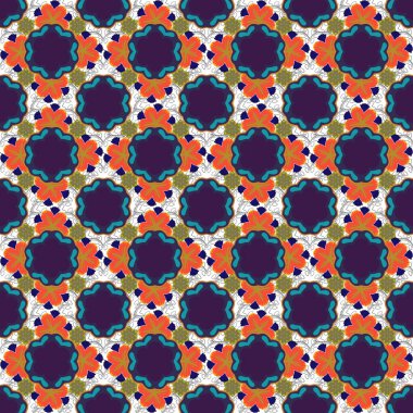 Geleneksel klasik vektör modeli. Gri, yeşil ve turuncu renkte barok tarzında kusursuz bir doğulu süsü..