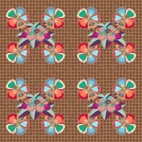 Motif Floral Sans Couture Avec Des Fleurs Stylisées Aux Couleurs — Image vectorielle