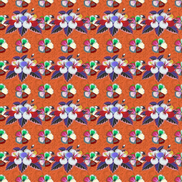 Ilustración Vectorial Patrón Floral Inconsútil Colores Violeta Verde Gris Con — Vector de stock