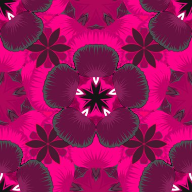 Mor, morumsu ve pembe renklerde klasik tasarım. Damask zarif duvar kağıdı. Vektörsüz desen.