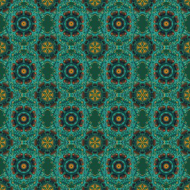 Güzel tebrik kartı. Kış vektör sanatı Arabesk kuşakları, karalamalar ve şirin yeşil ve mavi kar taneleri. Renkli, pürüzsüz desen.