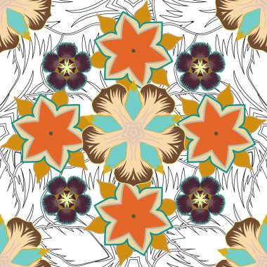 Gerçekçi, soyut, kusursuz desen. Çerçeve, kurdele, bayrak ve mandalalar için metal elementler. Vektör eğimli, pürüzsüz doku. Zarif turuncu, gri ve sarı vektör şablonu.