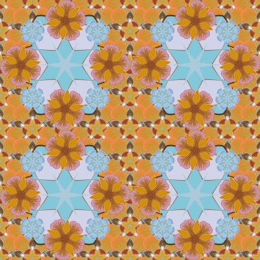 Soyut mavi, kahverengi ve sarı geometrik modern tasarım. Karmaşık folyonun dokusu. Çemberler kusursuz desen. Vektör parlak arkaplan. Art deco biçimi.