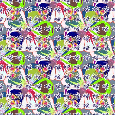 Stock vektör illüstrasyonu. Tarafsız bir arka planda soyut kozmosun kusursuz deseni. Klasik stil.