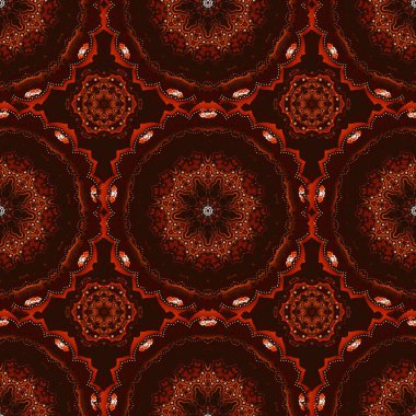 Siyah, kahverengi ve kırmızı soyut çiçek süsü, soyut dekoratif elementlerin vektörsüz deseni.