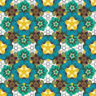 Soyut geometrik desen. Vektör gri, sarı ve yeşil doku. Eşkenar dörtgen ve düğümlerle biçimlendirilmiş arkaplan. Geometrik dikişsiz desen.