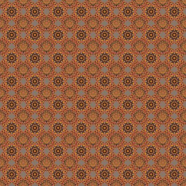 Vektörsüz damaske deseni, klasik duvar kağıdı, arka plan. Kahverengi ve turuncu renklerde süslü konuşmalar..