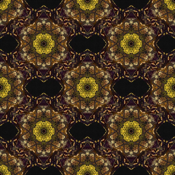 Symétrie Décorative Arabesque Motif Royal Floral Médiéval Modèle Sans Couture — Image vectorielle