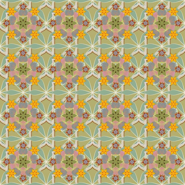 Colores Otoñales Patrón Vectorial Sin Costura Abstracto Con Elementos Florales — Archivo Imágenes Vectoriales