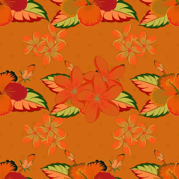Illustration Vectorielle Motif Floral Sans Couture Dans Les Couleurs Orange — Image vectorielle