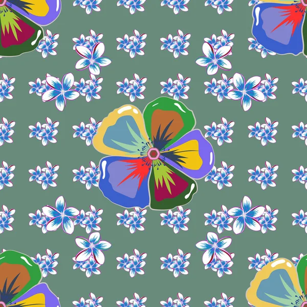 Motif Floral Vectoriel Sans Couture Avec Des Fleurs Des Feuilles — Image vectorielle