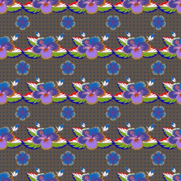 Patrón Sin Costuras Con Flores Decorativas Verano Colores Azul Naranja — Archivo Imágenes Vectoriales