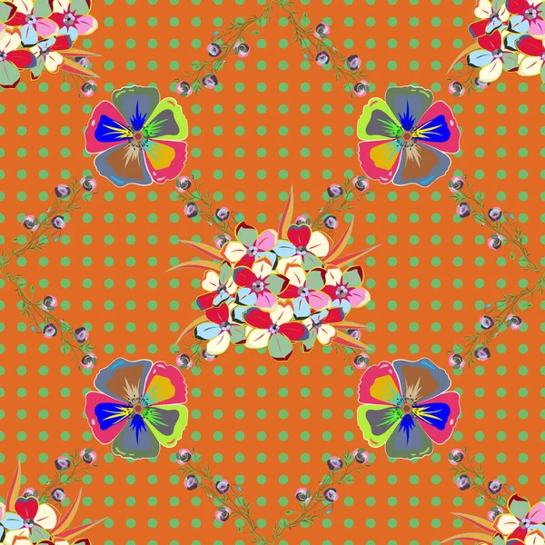 Módní Bezešvé Květinové Vzory Vektorová Ilustrace Mnoha Růžovými Zelenými Květy — Stockový vektor